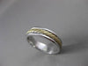 ESTATE 14KT WHITE & YELLOW GOLD HANDCRAFTED ROPE WEDDING BAND RING 5mm #23225