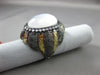 ANTIQUE LARGE .90CT DIAMOND & MOONSTONE 14KT BLACK & YELLOW GOLD 3D FLIGREE RING