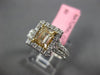 ESTATE LARGE 1.44CT WHITE & FANCY YELLOW DIAMOND 18K 2 TONE GOLD ENGAGEMENT RING