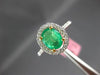 ESTATE 1.08CT DIAMOND & AAA EMERALD 18KT TWO TONE GOLD 3D HALO ENGAGEMENT RING