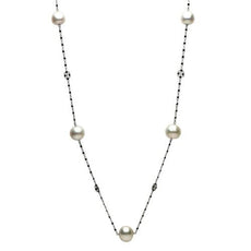 5.60CT RHODOLITE GARNET & PINK PEARL 18KT ROSE GOLD BY THE YARD TIN CUP NECKLACE