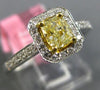 ESTATE .78CT WHITE & FANCY YELLOW DIAMOND 18K TWO TONE GOLD HALO ENGAGEMENT RING