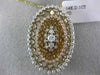 ESTATE LARGE 1.0CT DIAMOND 14K YELLOW & ROSE GOLD 3D OVAL HALO FILIGREE PENDANT