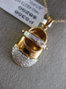 ESTATE LARGE .43CT DIAMOND 14KT ROSE GOLD 3D BABY SHOE PAVE FUN FLOATING PENDANT