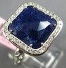 ESTATE LARGE 5.52CT DIAMOND & AAA SODALITE 14KT WHITE GOLD 3D OPEN FILIGREE RING
