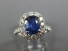 ESTATE LARGE 2.17CT DIAMOND & AAA SAPPHIRE 18KT WHITE GOLD HALO ENGAGEMENT RING