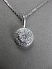 ESTATE LARGE .50CT DIAMOND 14KT WHITE GOLD CLUSTER FLOATING PENDANT & CHAIN