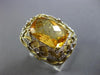ESTATE LARGE 7.95CT DIAMOND & AAA CITRINE 14K WHITE & YELLOW GOLD FILIGREE RING