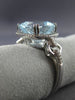 ESTATE LARGE 3.55CT DIAMOND & AAA AQUAMARINE 14K WHITE GOLD HALO ENGAGEMENT RING
