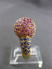 ESTATE 2.26CT AAA BLUE & PINK SAPPHIRE 14KT YELLOW GOLD 3D DOME SHAPED RING