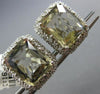LARGE 16.70CT DIAMOND & GREEN AMETHYST 14KT WHITE GOLD DOUBLE HALO STUD EARRINGS