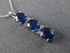 ESTATE 1.35CT DIAMOND & AAA SAPPHIRE 14KT WHITE GOLD 3D THREE STONE OVAL PENDANT
