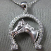 ESTATE .19CT DIAMOND 14K WHITE GOLD HORSE SHOE LUCKY FLOATING PENDANT WITH CHAIN