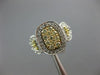 ESTATE .78 WHITE & FANCY YELLOW DIAMOND 14K 2 TONE GOLD RECTANGULAR CLUSTER RING