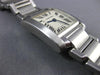ESTATE CARTIER .05CT AAA ROUND SAPPHIRE STAINLESS STEEL 3D CLASSIC SQUARE WATCH