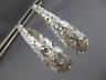 ESTATE LARGE & WIDE .50CT DIAMOND 14KT WHITE GOLD FILIGREE HOOP HANGING EARRINGS