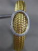 ESTATE LARGE .40CT DIAMOND 14K WHITE & YELLOW GOLD 3D WOVEN OVAL BANGLE BRACELET
