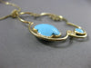ESTATE LARGE .19CT DIAMOND & TURQUOISE 14KT YELLOW GOLD 4 LEAF CLOVER NECKLACE