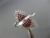 ESTATE WIDE .37CT DIAMOND & AAA RUBY 14KT WHITE GOLD 3D PAVE SEMI ETERNITY RING
