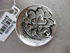 ESTATE LARGE .60CT DIAMOND 14KT WHITE GOLD FILIGREE FLOATING ROUND MOON PENDANT