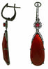 .77CT DIAMOND & AAA RUBY & RED AGATE 14K WHITE GOLD TEAR DROP HANGING EARRINGS