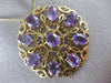 ANTIQUE VICTORIAN 14CT AAA AMETHYST 14KT YELLOW GOLD FLOWER PIN BROOCH #19164