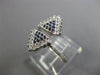 ESTATE WIDE .36CT DIAMOND & AAA SAPPHIRE 14KT WHITE GOLD TRIANGLE PAVE FUN RING