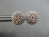 ESTATE LARGE 1.54CT WHITE & PINK DIAMOND 14KT WHITE & ROSE GOLD 3D HALO EARRINGS