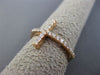 ESTATE .28CT ROUND DIAMOND 18KT ROSE GOLD 3D CLASSIC FAITH SIDEWAYS CROSS RING