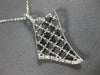 ESTATE .21CT DIAMOND 18K WHITE GOLD 3D OPEN FILIGREE FLOWER FLOATING FUN PENDANT