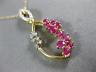 ESTATE .65CT DIAMOND & AAA RUBY 14K YELLOW GOLD 3D MARQUISE SHAPE FLOWER PENDANT