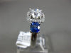 ESTATE LARGE 2.42CT DIAMOND & AAA SAPPHIRE 14K WHITE GOLD SQUARE ENGAGEMENT RING