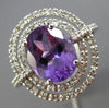 ESTATE 2.70CT DIAMOND & AAA AMETHYST 14K WHITE GOLD DOUBLE HALO ENGAGEMENT RING