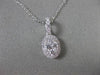 ESTATE .45CT DIAMOND 18KT WHITE GOLD 3D OVAL CLUSTER FLOATING PENDANT & CHAIN