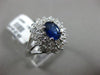 ESTATE WIDE 2.15CT DIAMOND & SAPPHIRE 18K WHITE GOLD DOUBLE HALO ENGAGEMENT RING