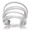 ESTATE LARGE 1.05CT DIAMOND 18KT WHITE GOLD 3D CRISS CROSS MULTI ROW FUN RING