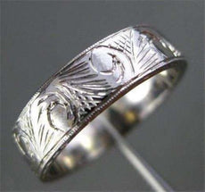 ANTIQUE WIDE FILIGREE HAND CRAFTED 14KT WHITE GOLD WEDDING RING BEAUTIFUL #1056