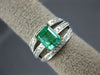 ESTATE LARGE 1.38CT DIAMOND & AAA EMERALD 18KT WHITE GOLD SQUARE ENGAGEMENT RING