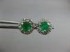 ESTATE 1.35CT DIAMOND & AAA COLOMBIAN EMERALD 14KT WHITE GOLD 3D FLOWER EARRINGS