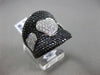 ESTATE MASSIVE 2.24CT WHITE BLACK DIAMOND 18K 2 TONE GOLD PAVE 3 HEART LOVE RING