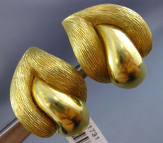 ESTATE LARGE HENRY DUNAY 18K YELLOW GOLD LEAF FLAME HANDCRAFTED CLIP ON EARRINGS
