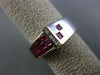 ESTATE WIDE 2.12CT DIAMOND & AAA PRINCESS CUT RUBY 18K WHITE GOLD 3D ETOILE RING