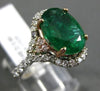 ESTATE 4.97CT DIAMOND & AAA EMERALD 14KT WHITE & ROSE GOLD OVAL ENGAGEMENT RING