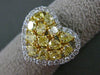 ESTATE LARGE 2.28CT WHITE & INTENSE YELLOW DIAMOND 18KT TWO TONE GOLD HEART RING
