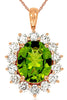 ESTATE 6.80CT DIAMOND & AAA PERIDOT 14K ROSE GOLD 3D OVAL HALO FLOWER PENDANT