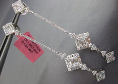 ESTATE LARGE 2.29CT DIAMOND 18KT WHITE GOLD ELONGATED CLUSTER HANGING EARRINGS