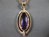 ESTATE 1.15CT DIAMOND & AAA AMETHYST 14KT ROSE GOLD 3D OVAL FILIGREE PENDANT