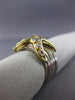 ESTATE WIDE .85CT DIAMOND 18K WHITE & YELLOW GOLD 3D MULTI ROW X LOVE RING #3016