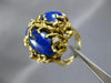 ANTIQUE EXTRA LARGE .36CT DIAMOND & AAA LAPIS 14K YELLOW GOLD 3D NUGGET FUN RING