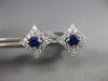 ESTATE 1.25CT DIAMOND & AAA SAPPHIRE 18K WHITE GOLD SQUARE CLASSIC STUD EARRINGS